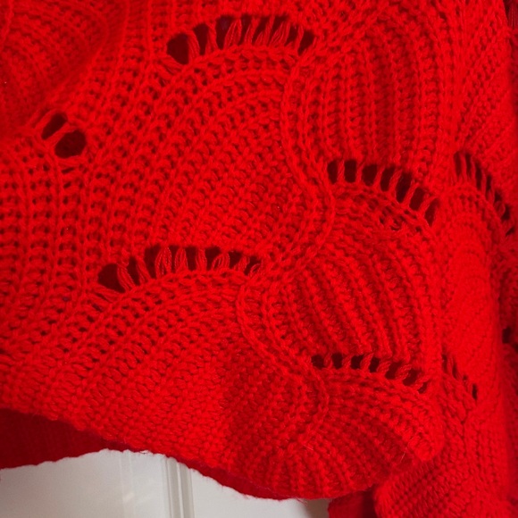 Red Cropped Women's Sweater - Picture 4 of 5